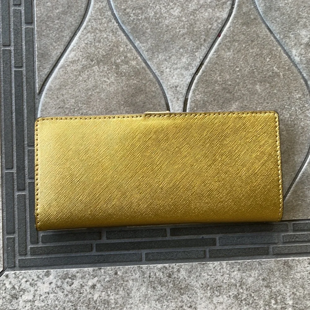 Michael Kors Medium Flat Slim Bifold Wallet Old Gold Leather